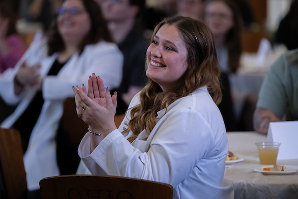 Ohio University audiology doctoral student Nicole Manzardo during the 2025 white coat ceremony