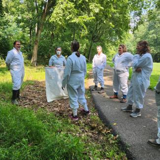 Participants at the Zanesville Appalachian Ohio Tick Project Workshop learn about black-legged ticks.
