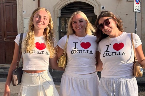 (Left-to-right) Lola Morana, Avery Harris, and Sidney Lyons capture the feelings of everyone on the 2025 trip.