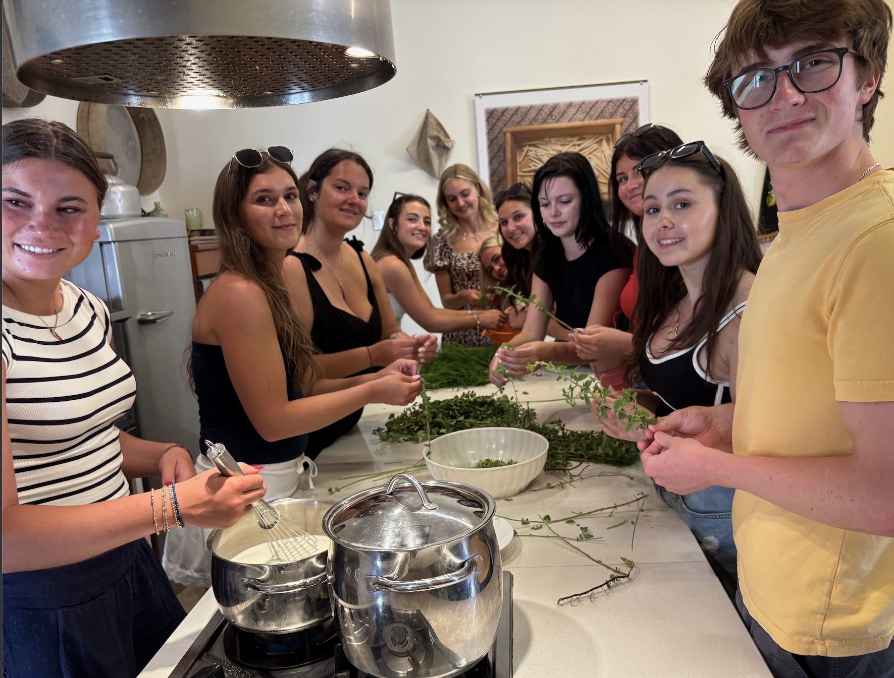 A group of students making Sicilian food.