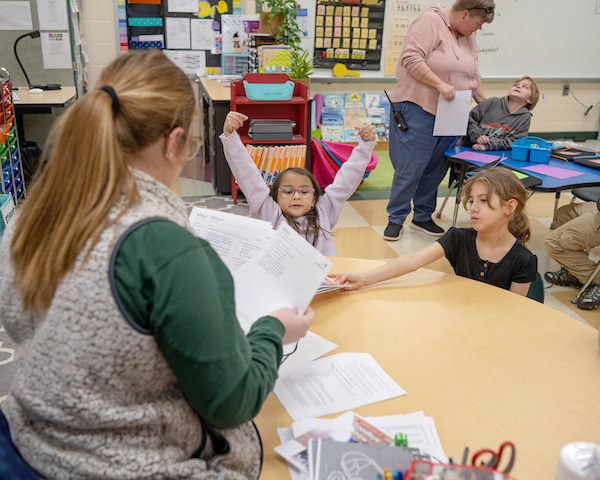 A student teaches during an early childhood education course at OHIO
