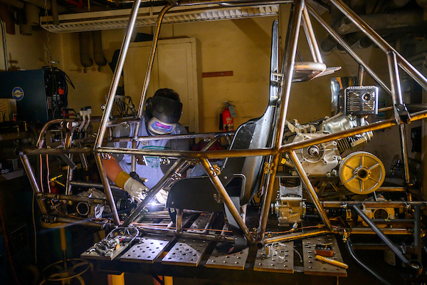 A student competes in the annual Baja Competition at OHIO