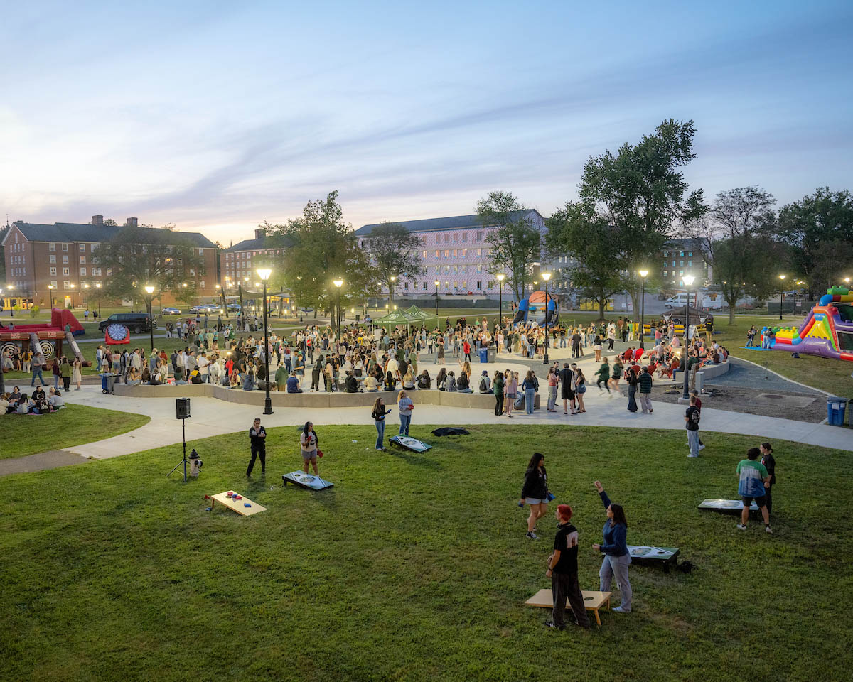 Students enjoy OHIO's Bobcat Block Party event. 