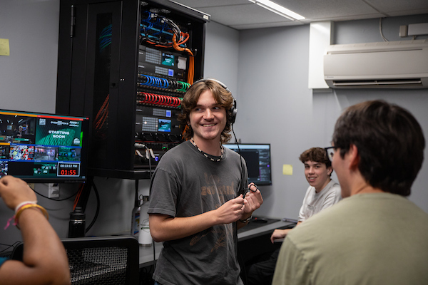 OHIO Esports crew behind the scenes enjoying being a part of a team to make a successful esports event.