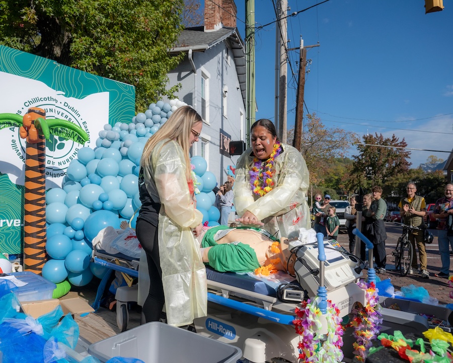 A float depicting emergency health workers in the Homecoming Parade
