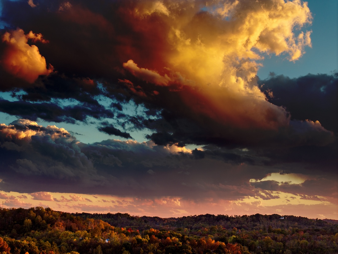 Dramatic clouds over the autumn foothills of Athens