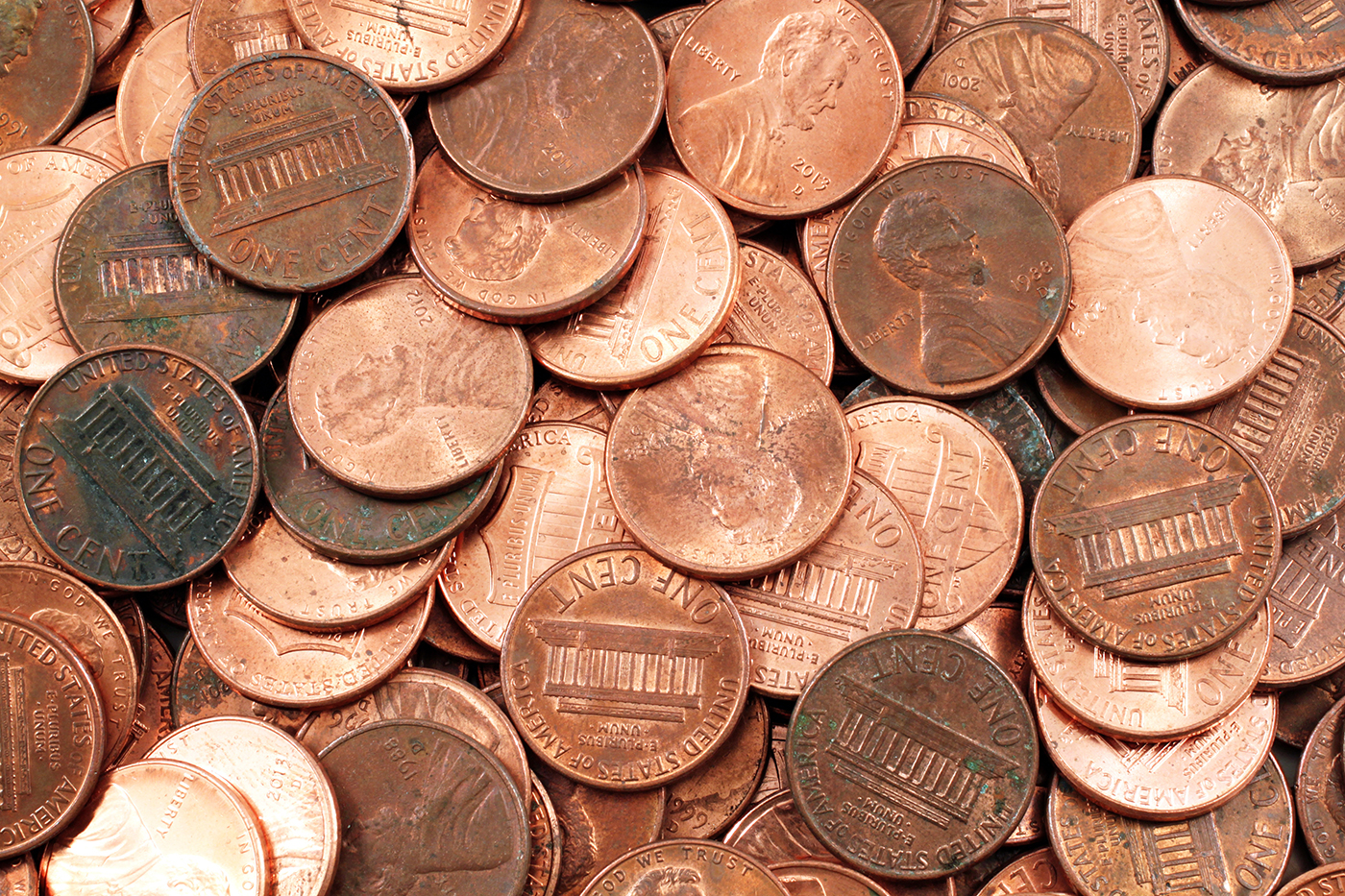 A large amount of U.S. pennies.