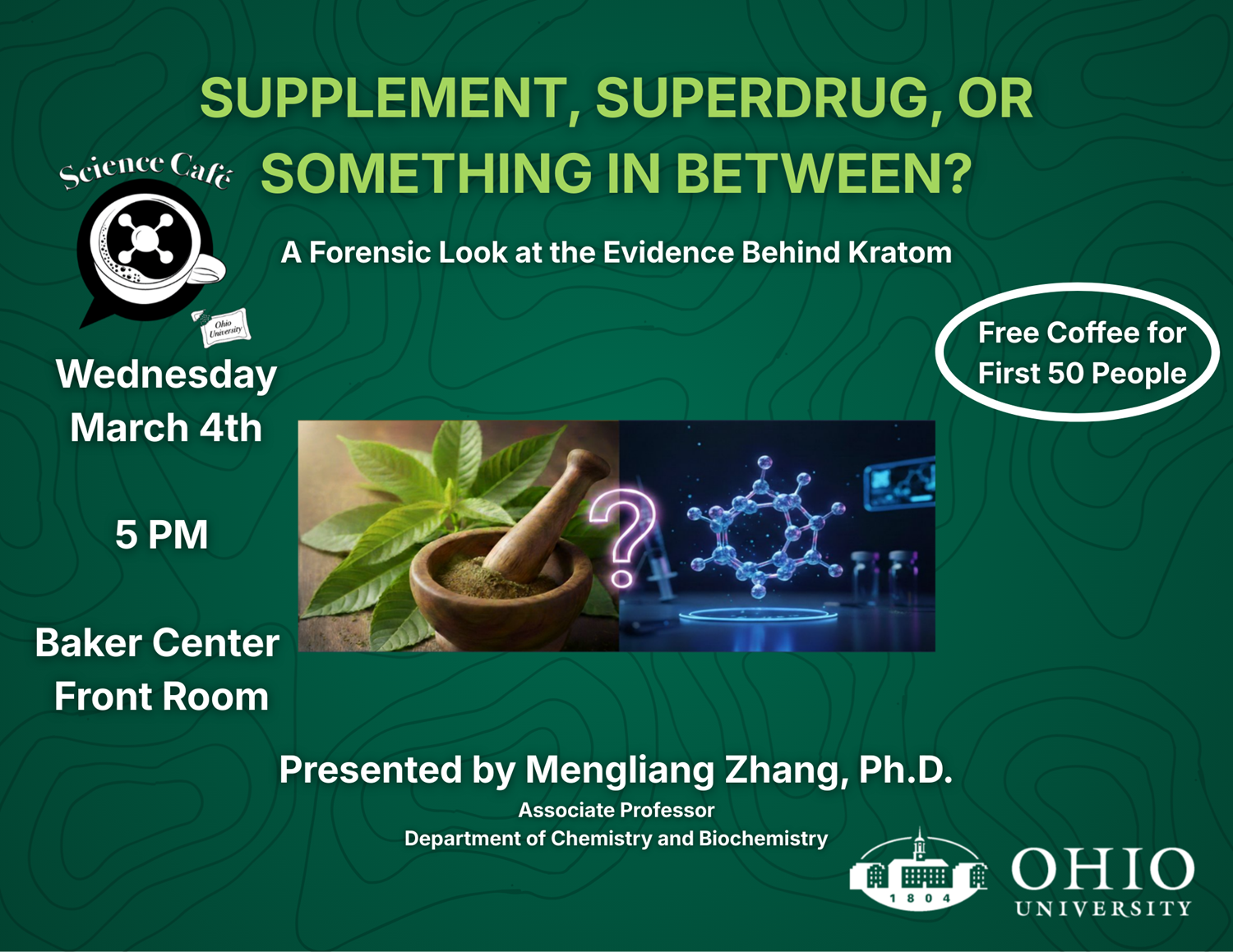 Science Café to feature OHIO faculty member Mengliang Zhang on March 4
