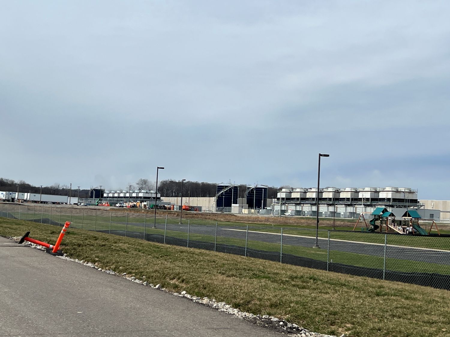 Exterior view of a data center. 