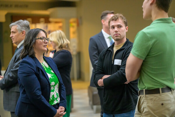 Anthem President talking with students