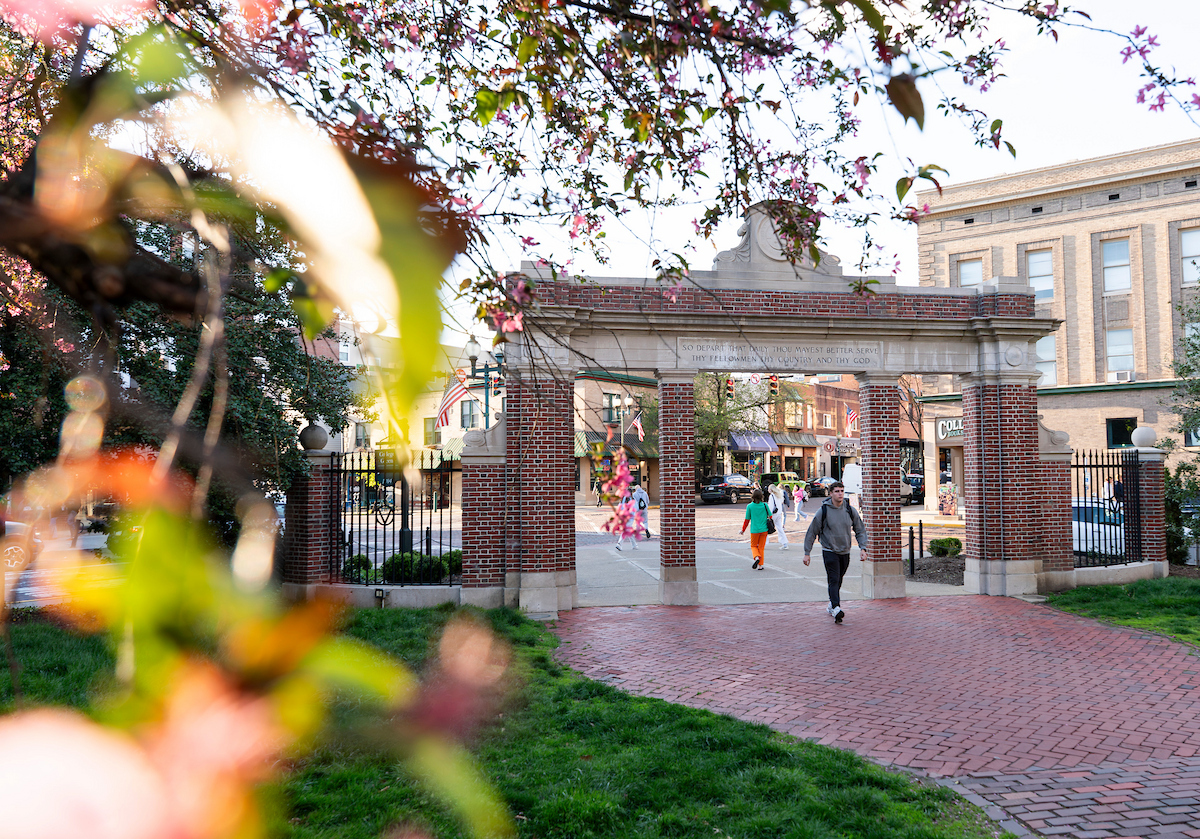 Students enter campus through the College Gateway.