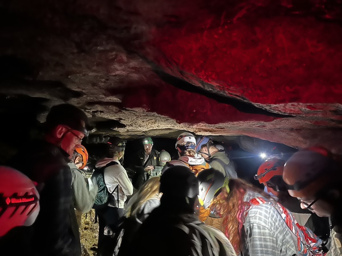 A group explores in Mammoth Cave