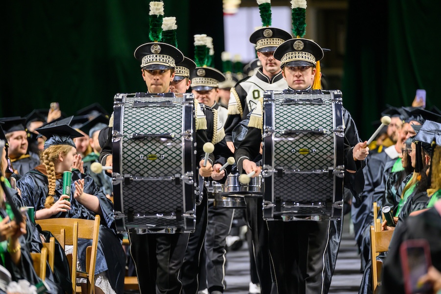 a drumline during Commencement 2026