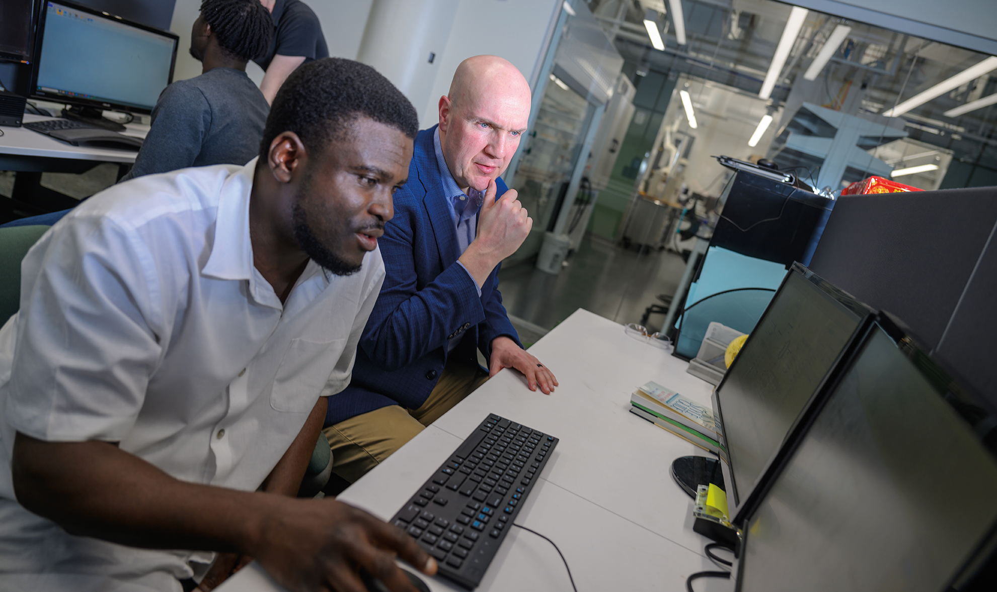 Jason Trembly (far right) and his students conduct applied research at OHIO’s Institute for Sustainable Energy and the Environment.