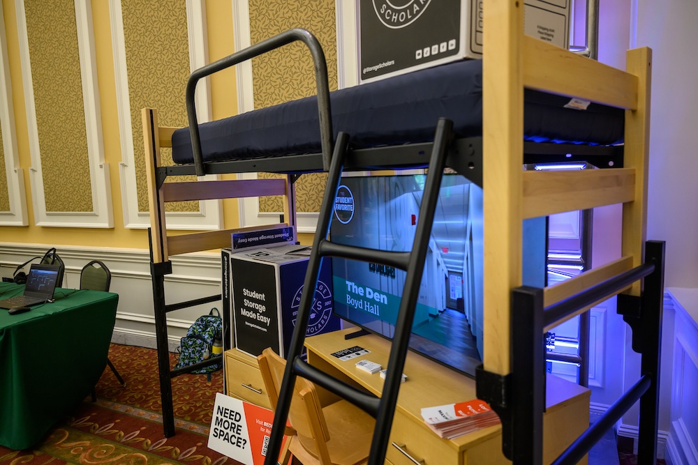 A residence hall layout on display at a resource fair