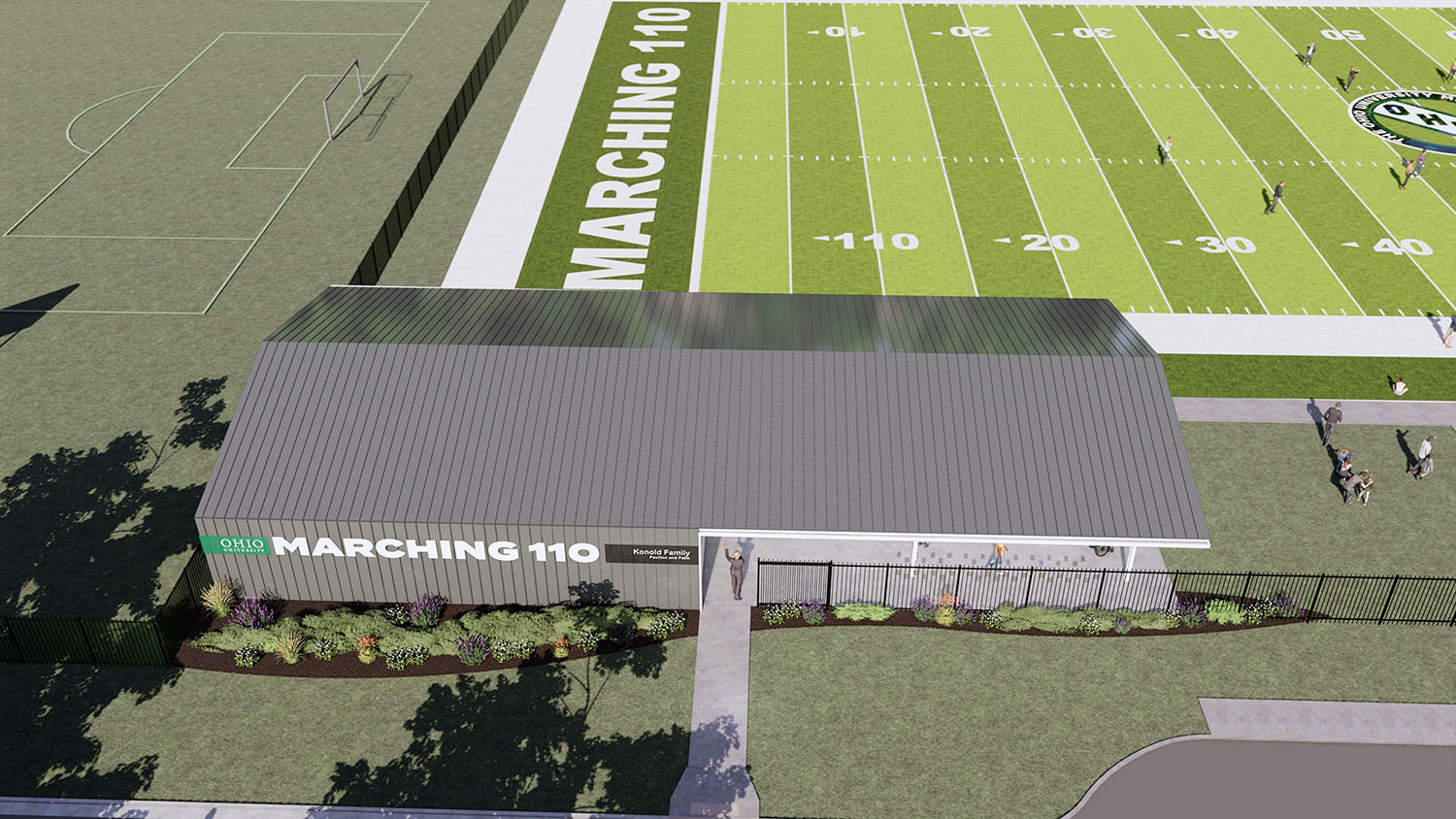 A rendering of the Konold Family Pavilion and Patio Space