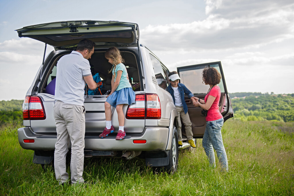 Family with car