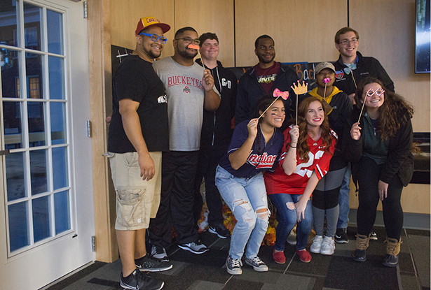 Members of the James Hall Council pose for a picture during tRAC-or-Treat.