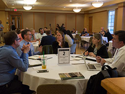 Linda Rice joins an open discussion during the 2017 Ideation Event.