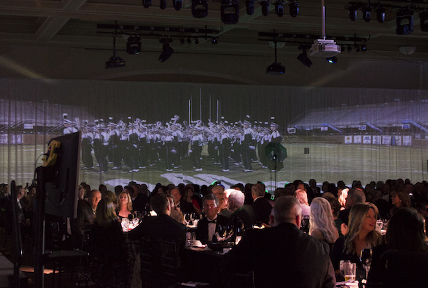 The Marching 110 delivered a virtual performance that was projected around the ballroom. 