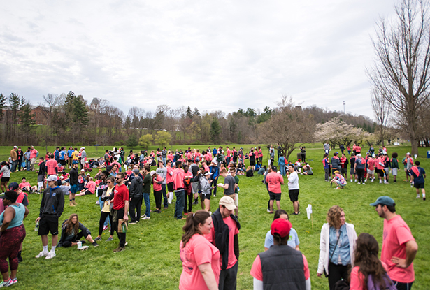 Volunteers gather at Tailgreat Park the morning of April 22 to receive their Athens Beautification Day assignments.