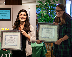 Christine Aiena and Bailey Dick pose with their awards during the 2018 GAOTA ceremony.