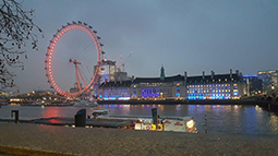 The London Eye at twilight.