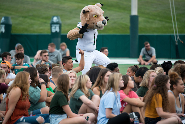 Rufus with students