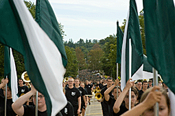 Students marching up Richland