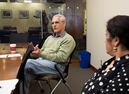 Participants engage in a discussion during a past global perspective FLC.