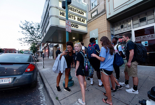 Students at the Athena Cinema