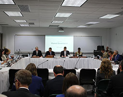 Ohio University Board of Trustees members convene for their meeting on June 22, 2018.