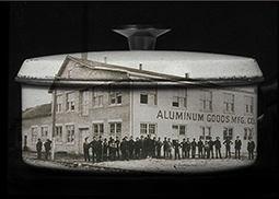 “Aluminum Goods Mfg. Co.,” carbon print on aluminum, 2018, by Andrew Musil.