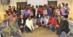 Students, alumni and staff gather together to honor Cecilia Mensah.