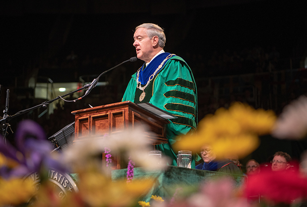 Ohio University President M. Duane Nellis delivers remarks at his first Graduate Commencement since becoming OHIO’s 21st president in June 2017.