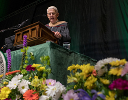 Richard A. “Rick” Vincent delivers this year’s Ohio University Heritage College of Osteopathic Medicine Commencement address.