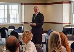 President Nellis addresses attendees at the 2019 University Professor award ceremony.