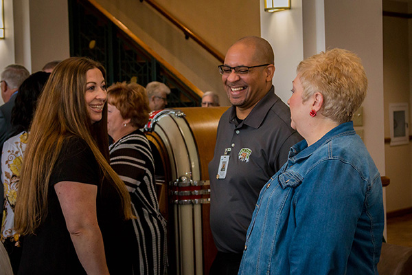 Guests chat during reception