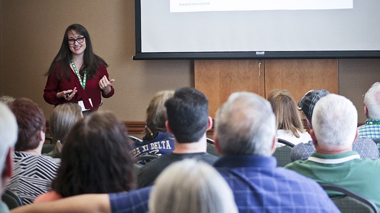 Assistant Professor Stephanie Tikkanen presenting at Alumni College at On The Green Weekend