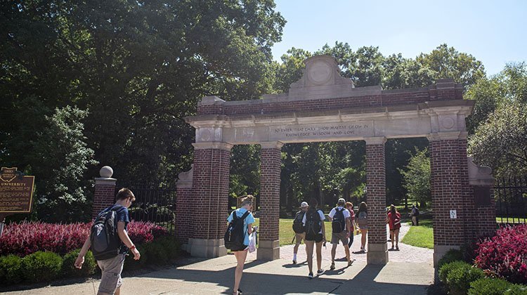 Pictured is OHIO’s Alumni Gateway whose “So Enter That Thou Mayest Grow in Knowledge, Wisdom, and Love” is a theme throughout The Ohio University Foundation’s 2018 Report on Giving.