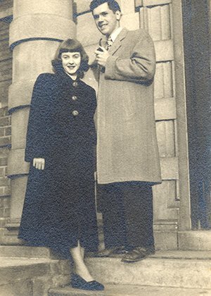 Robert, BSIE ’50, and Eloise Beverage, ELST ’50, met in a Sunday school class for singles in 1949 while they were students at Ohio University. They are pictured on the Athens Campus circa 1950.