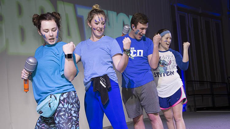 OHIO students teach BobcaThon participants line dances during the organization’s 2017 dance marathon. This year’s BobcaThon 12-hour dance marathon will be held Feb. 16. 