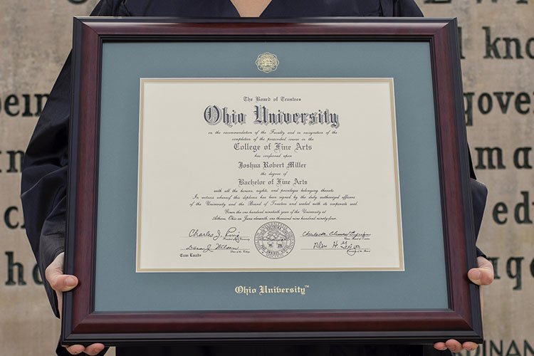 Protect and proudly display your life-changing achievement with an official Ohio University diploma frame, featuring matting hand-embossed in gold leaf with the University seal.