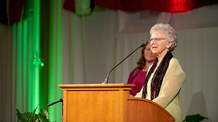 Dr. Mary Anne Flournoy, PHD ’95, accepts a Lifetime Achievement Award during Ohio University’s 2017 Global Engagement Awards Gala.