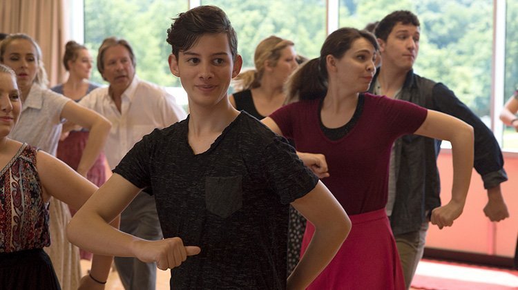 “Hello Dolly!” cast members, both Ohio University Lancaster students and community members, practice a dance routine.