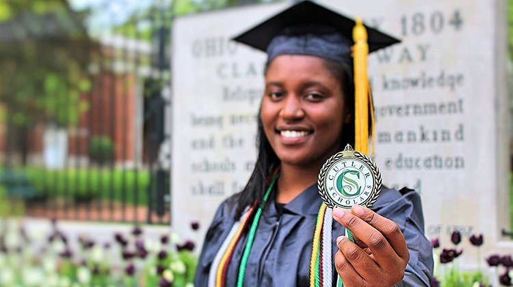 Botswana Top Achiever Cutler Scholar Cheryl Mukosiku, BS ’17, poses for one last photo before leaving Athens after graduation.