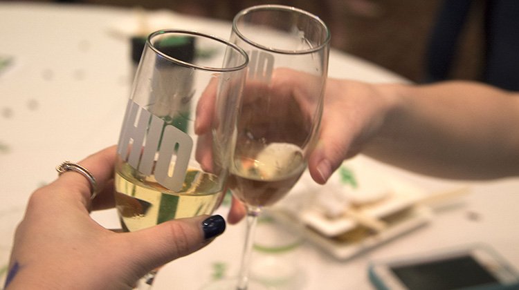 Two champagne glasses pictured at the Senior Farewell Event