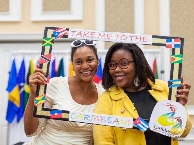 Allison Hunter (left) and Anna-Kaye Rowe pose in CSA picture frame