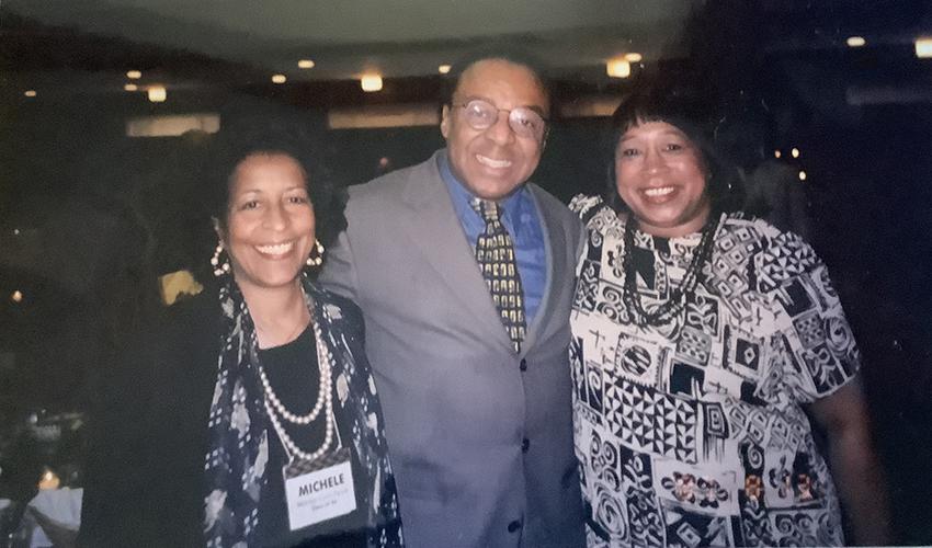 (From left) Dr. Michele Curtis Penick, BSED ’66; Dr. Clarence Page, BSJ ’69, HON ’93; and Dr. Patricia Ackerman, BA ’66, are pictured at an Ohio University Black Alumni Reunion.