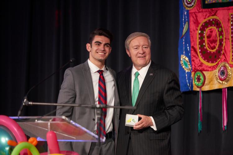 Austin McClain and President M. Duane Nellis